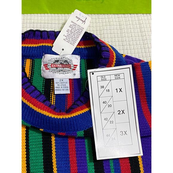 Vintage 90s Extra Touch International Sportswear Co Multi 2X Knitted Sweater NWT - Picture 5 of 9